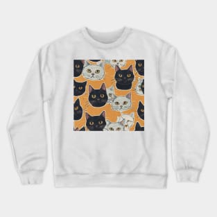 Black and White Cats Pattern Crewneck Sweatshirt